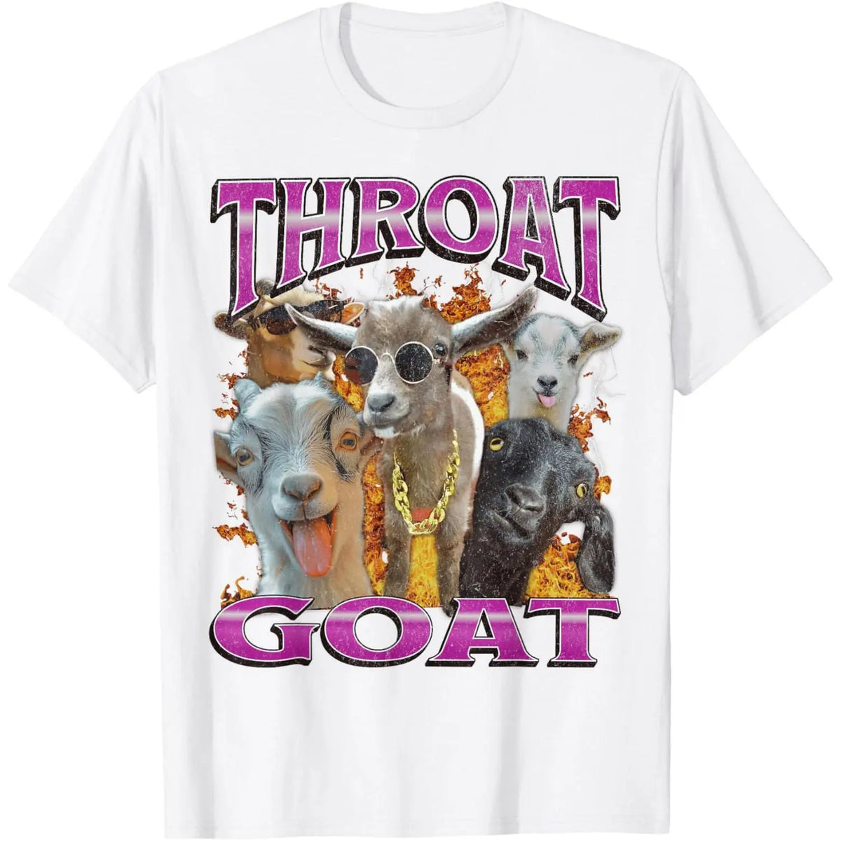 Unisex-Adults Throat Goat Funny Offensive Adult Humor Bootleg Y2K Graphic T-Shirt - Black, Small - Short Sleeve - T-Shirt - Unique Graphic Design