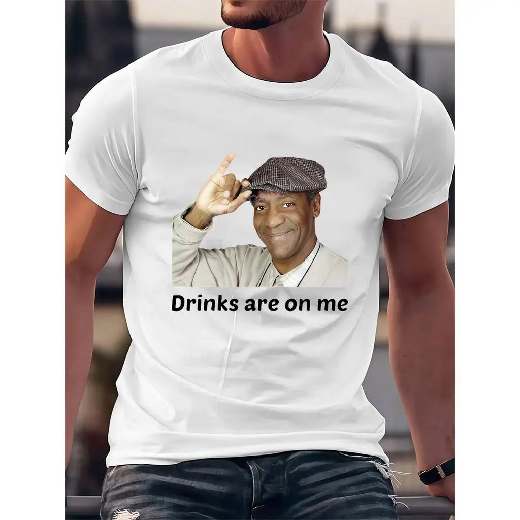 Viet Hands Bill Cosby Drinks are On Me TShirts 874552   funny Men'S Short Sleeve T-shirt black