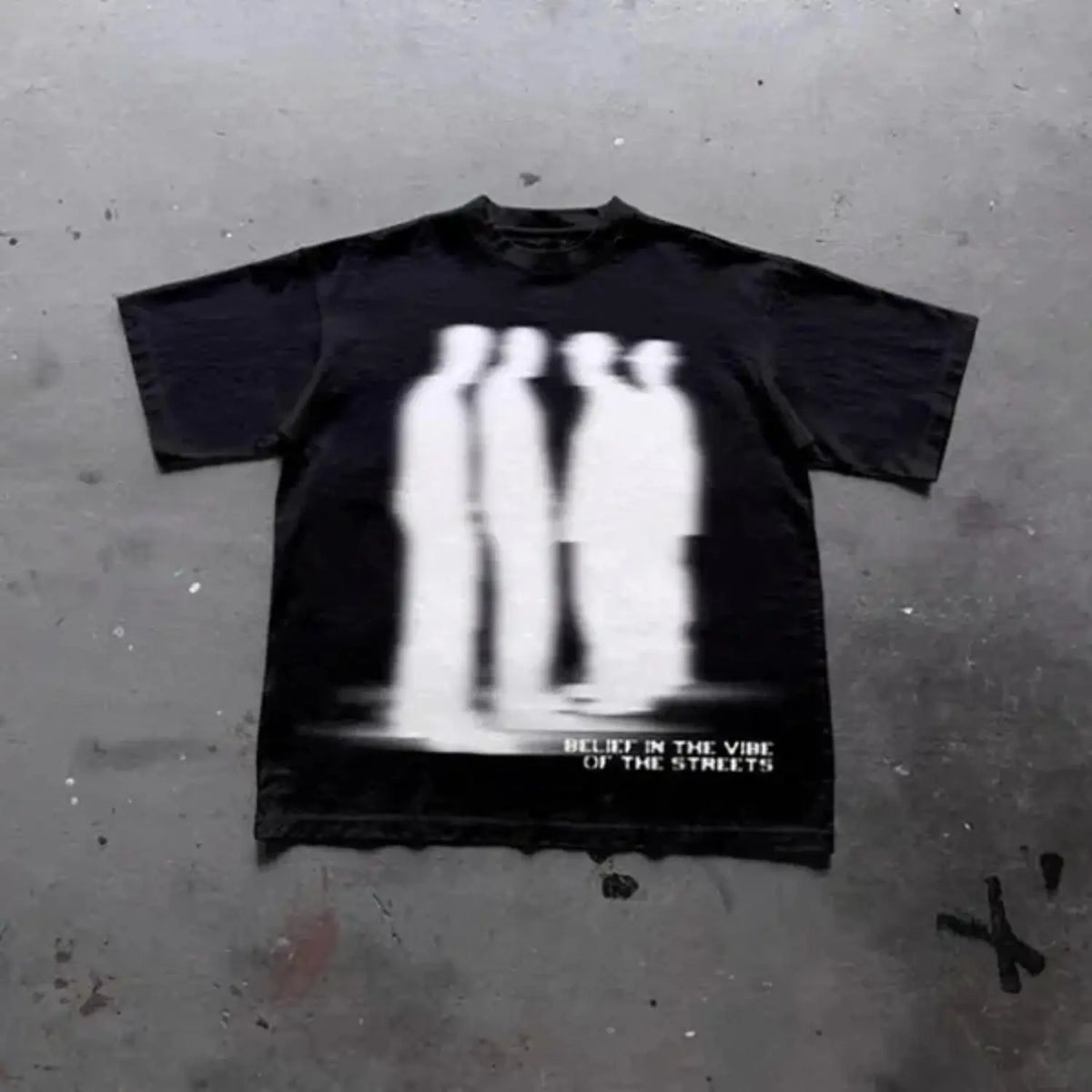 Street Atmosphere Virtual Shadow Characters Graphic Cotton T-Shirt Featuring Grunge Y2K Emo Scene Tapout Goth and Amity Affliction Style Unisex Tee