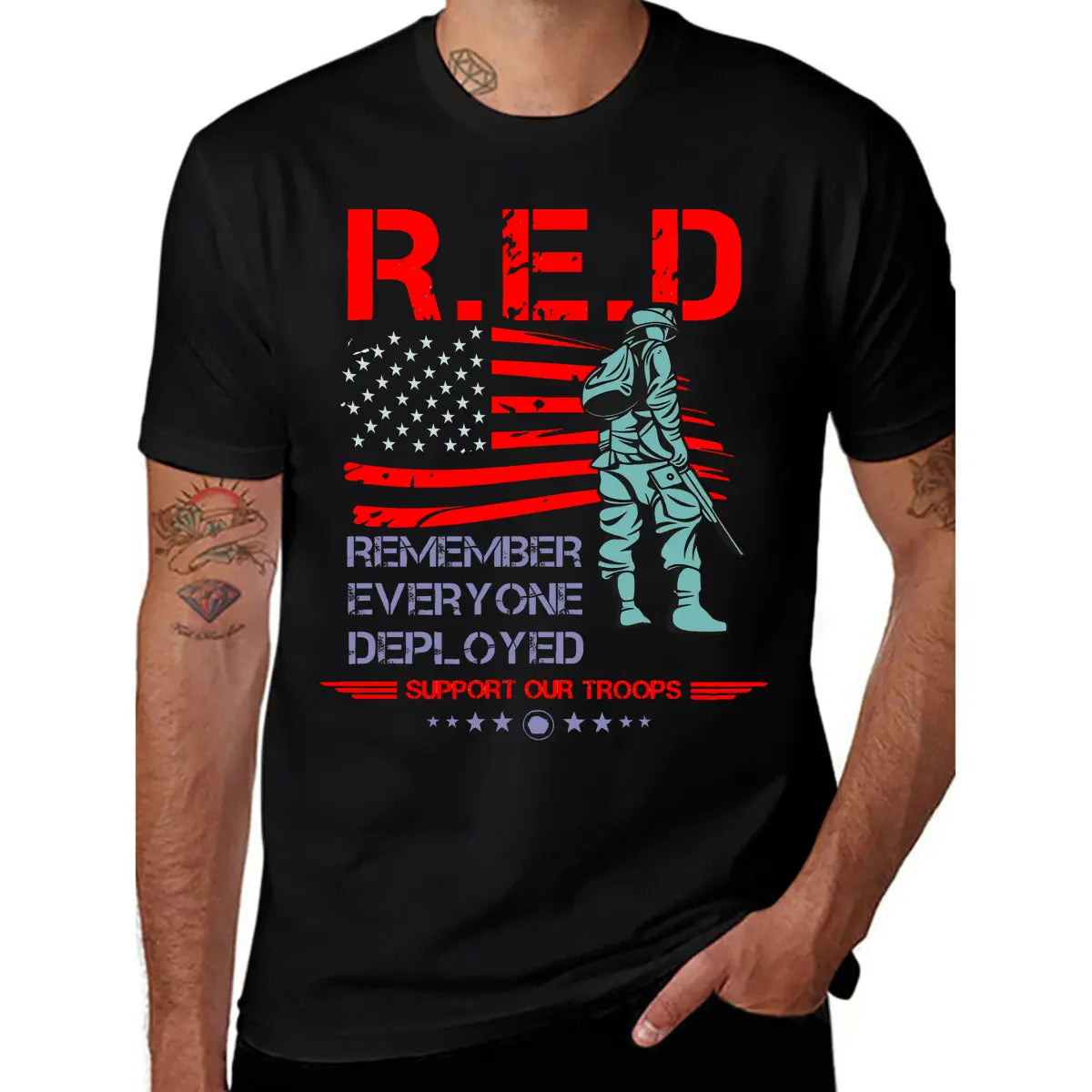 100%25 pure cotton for both men and womenRed Friday Military Shirt, Remember Everyone Deployed T-Shirt