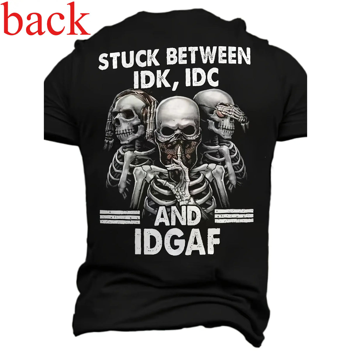 [3D Digital Skeleton Pattern T-Shirt] Stylish Design Men'S 3D Digital Skeleton Pattern And Letter Print Crew Neck And Short Sleeve T-Shirt, Stylish And Casual Tops For Summer Outdoors Wear