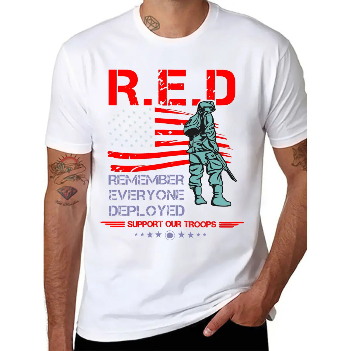 100%25 pure cotton for both men and womenRed Friday Military Shirt, Remember Everyone Deployed T-Shirt