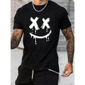 Men'S Vintage-Inspired Cotton T-Shirt With Creative Geometric Print - Casual, Stretch Fit, Machine Washable
