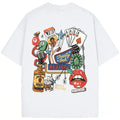 Vintage Rock Music Graphic Tee, Retro Western Metal Style Oversized Washed Cotton Shirt, Classic Casual Streetwear Top