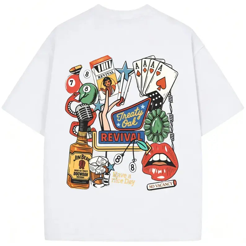 Vintage Rock Music Graphic Tee, Retro Western Metal Style Oversized Washed Cotton Shirt, Classic Casual Streetwear Top