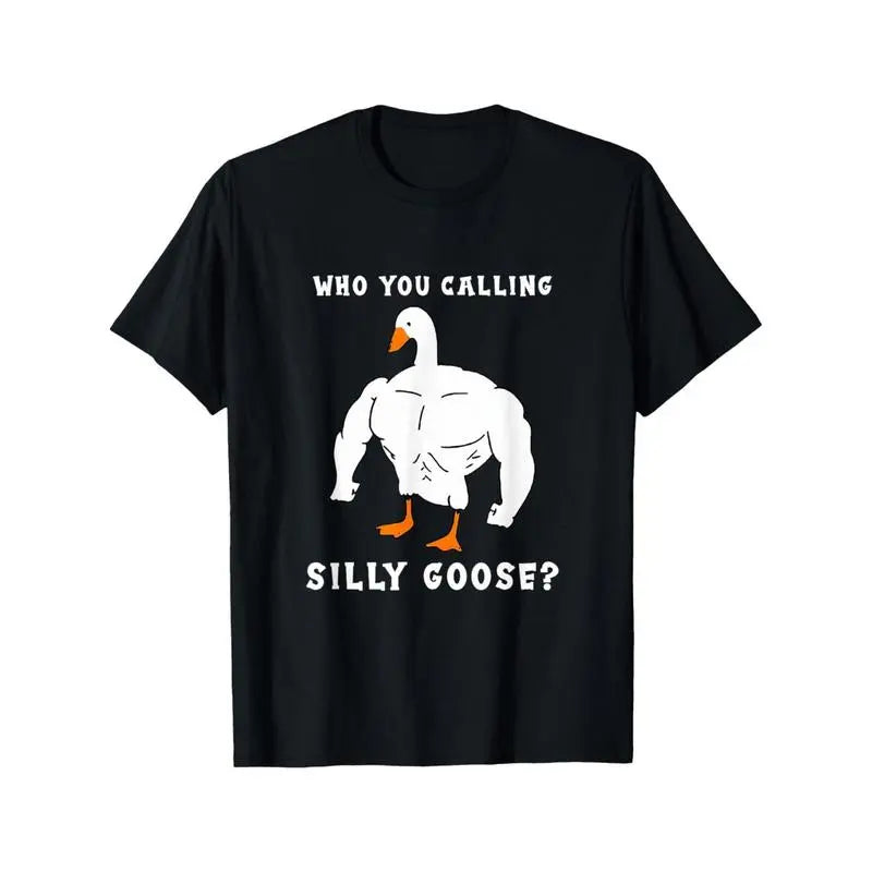 Silly Goose" Funny Gym Meme T-Shirt, Comfortable Fit,  Muscular Goose Graphic, Ideal For Casual Wear & Holiday Gifts