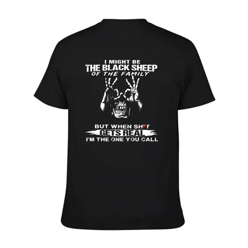 I MIGHT BE THE BLACK SHEEP OF THE FAMILY Skull With OK Print Men's T-Shirt Classic Cotton