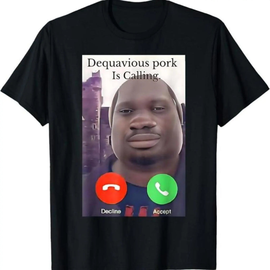 Comfortable 100 Percent Cotton Daquavious Pork Calling John Pork Meme Tee With Yarn Knit Design