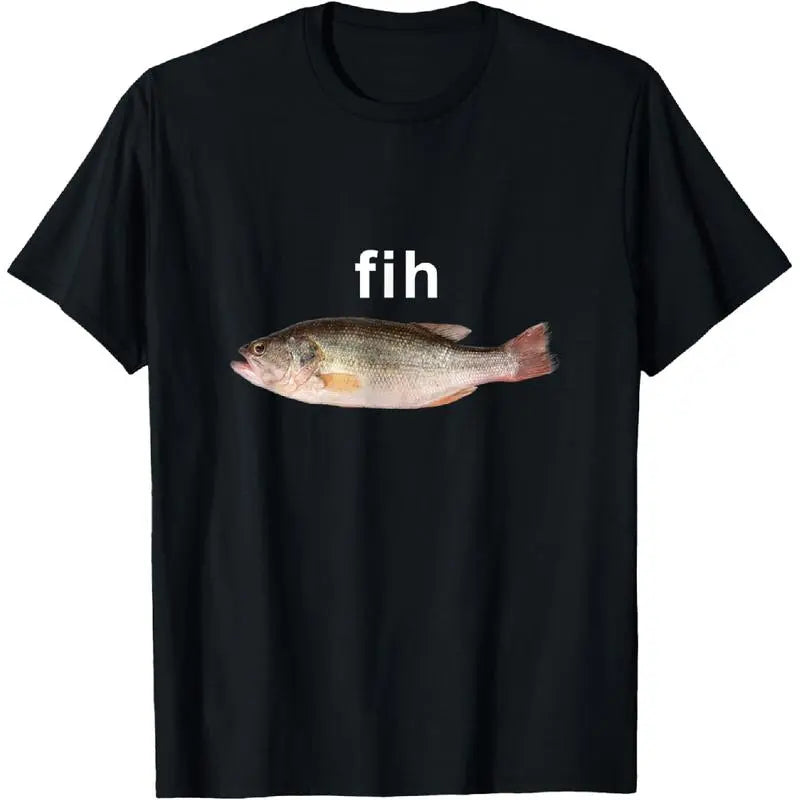 [100%25 Cotton] "Fih" Funny Misspelled Fish Meme, Simple Humor T-Shirt