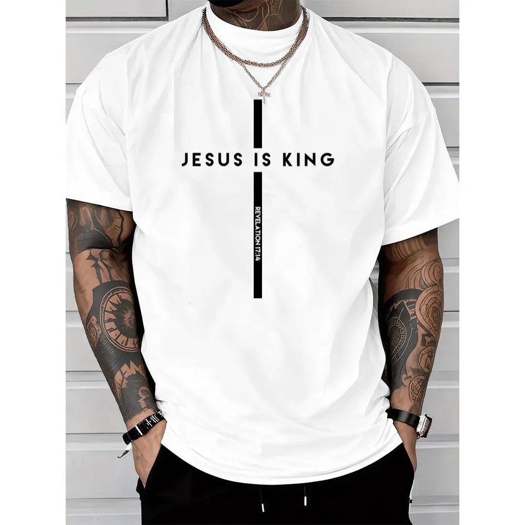 Casual Christian T-Shirt – Jesus Is King With Cross And King Of Kings Message Golf Gift T-Shirt For Men And Women