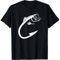 [100%25 Cotton] Fish Hook Minimal Art Cool Fishing Lover Art Lover Gift T-Shirt.