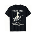 [100%25 Cotton] Graphic Tee With Serious Goose Print, Merging Quirky Animal Art And Funny Slogan, A Standout Casual Wear T-Shirt For Men And Women.