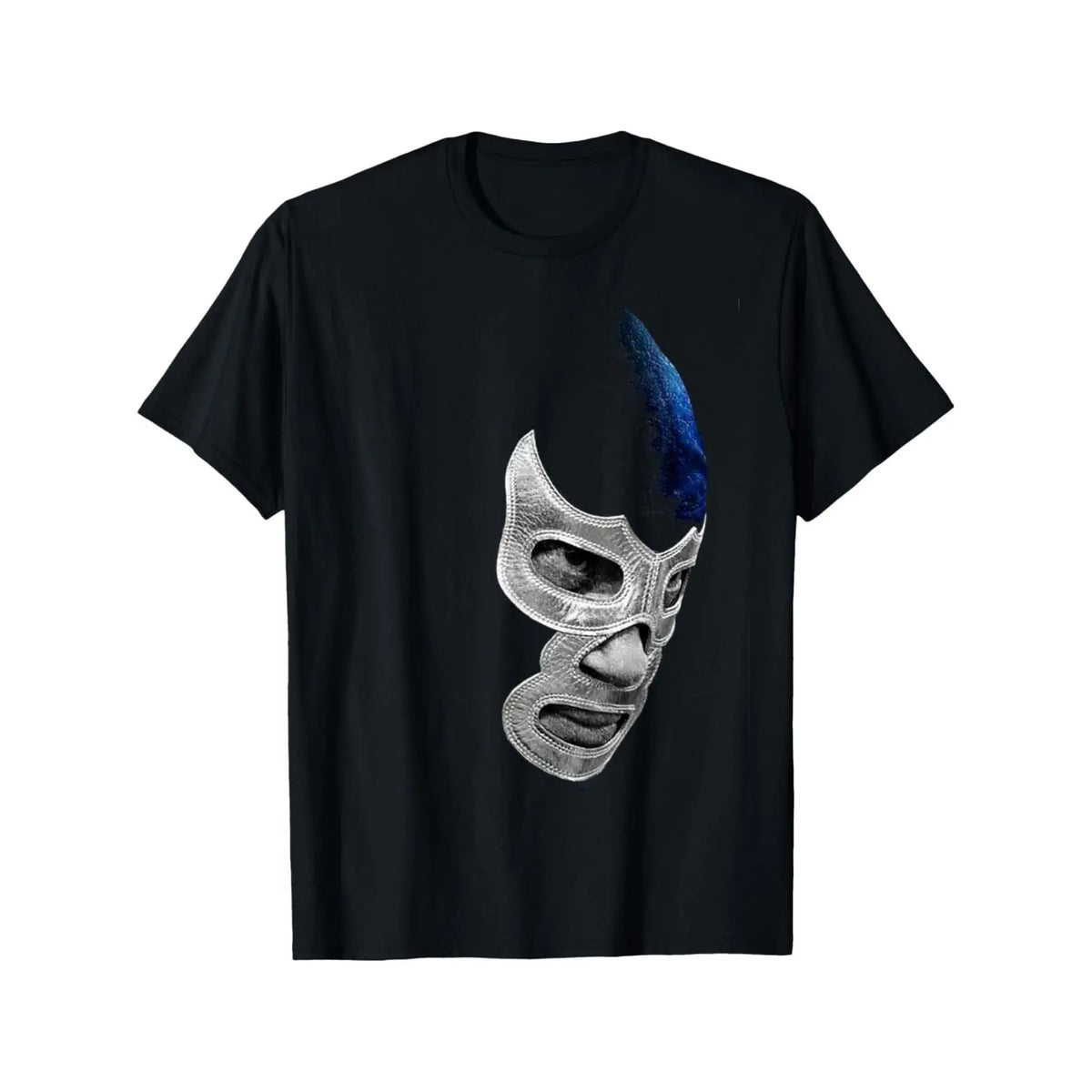 1 Men's Casual Cotton T-Shirt with Mexican Art Devil Blue Fighting Mexican Wrestler Legend App, Regular, Knitted Fabric, Geometric Pattern, Suitable for Sports, Running, Training, Hiking and Outdoor Activities, Unisex, Suitable for Teens and Adults,.