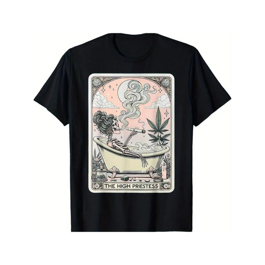 Quick Delivery Tarot Card The High Priestess Mystic Humorous Skeleton Costume T-Shirt for Men and Women