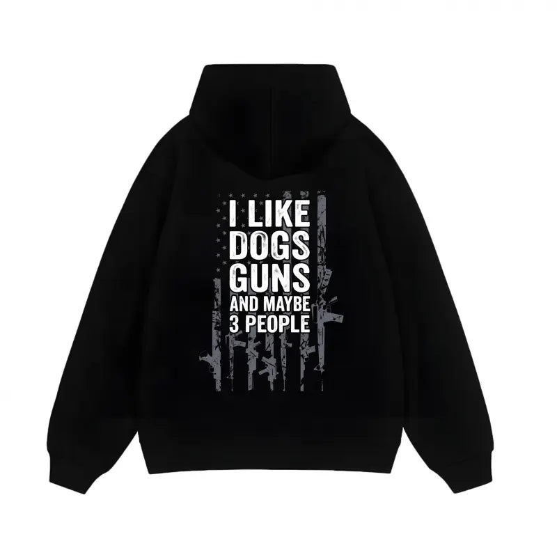 Funny Gun ON BACK T-Shirt - I Like Dogs Guns And Maybe 3 People