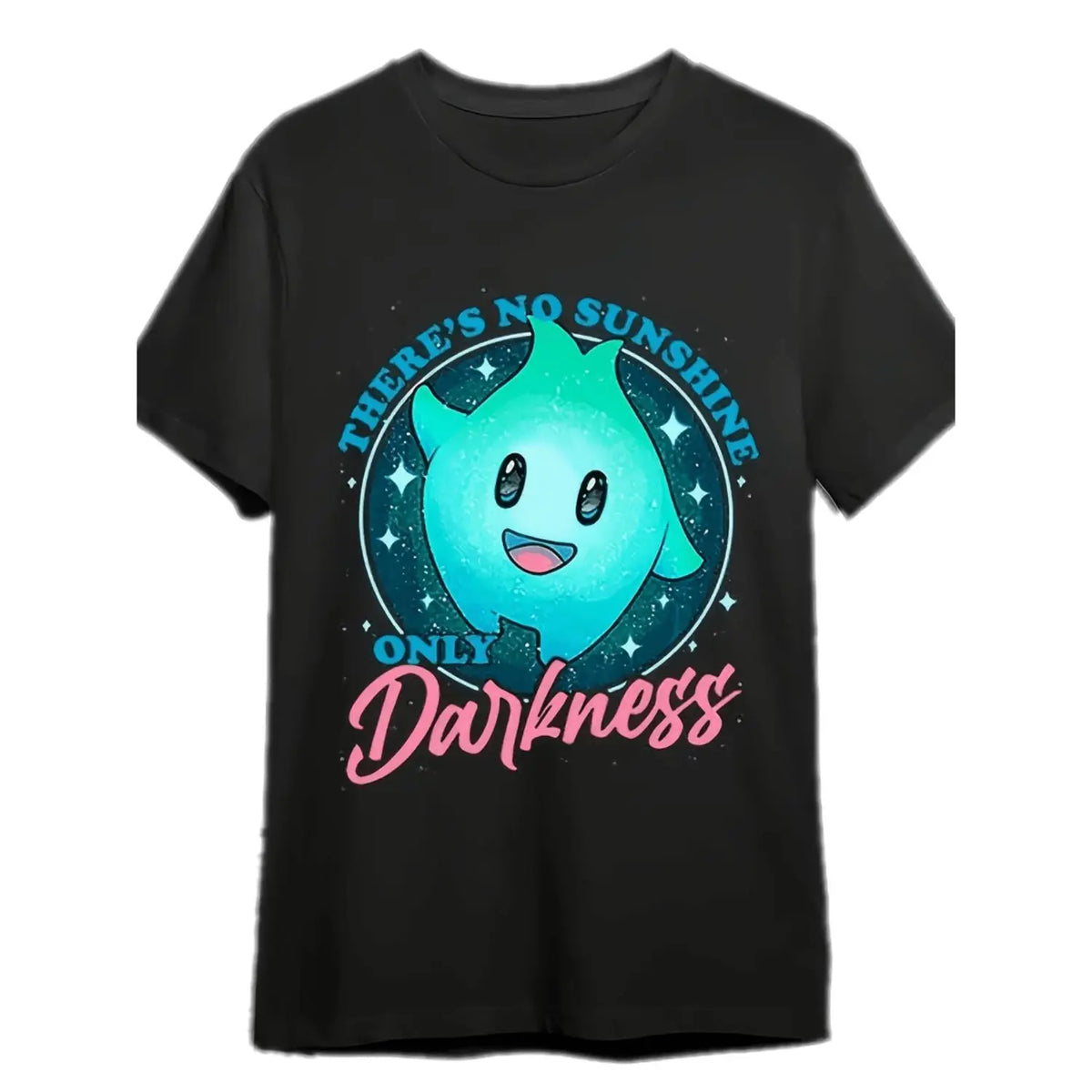 Mens Black Short Sleeve Graphic T-Shirt There S No Sunshine Only Darkness Starry Night Design Casual Round Neck Tee All Season Comfort Fan Merchandise Casual Wear Playful Print Comfortable Fit T Shirt