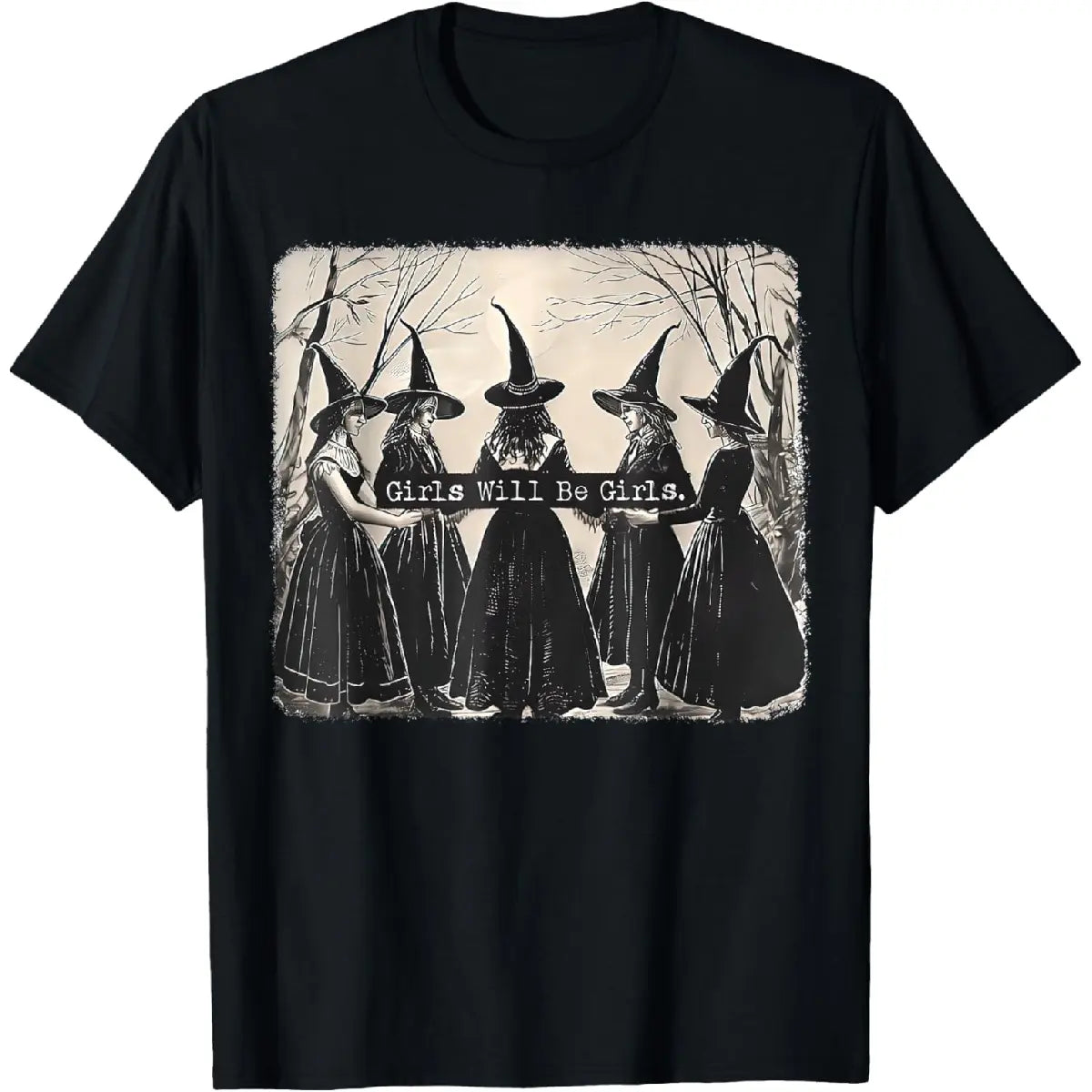 [100%25 Cotton Printing] Girl Will Be Girl Witch Halloween T-Shirt