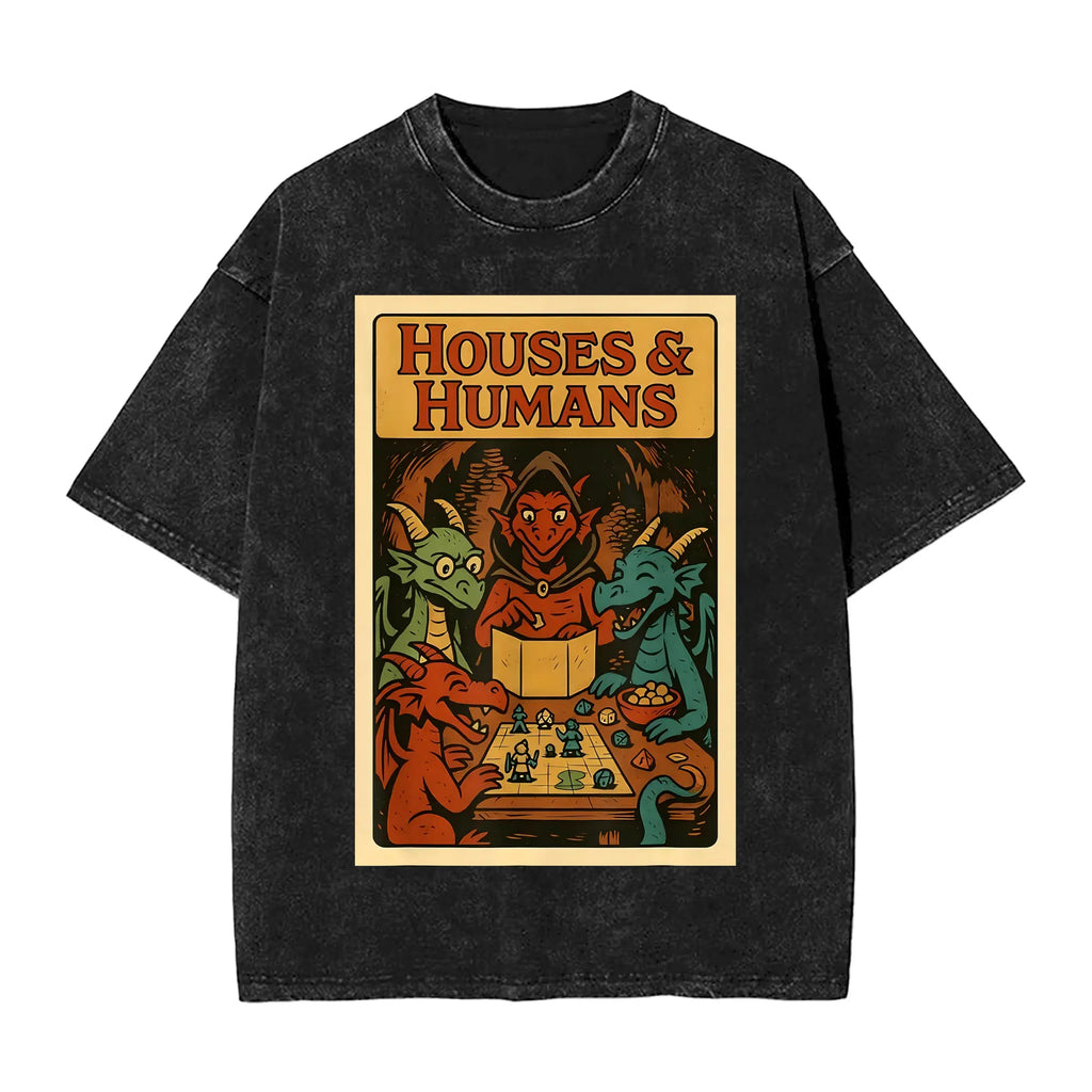 Gaming Houses Humans Funny Rpg Parody Gamer Men  T-Shirt