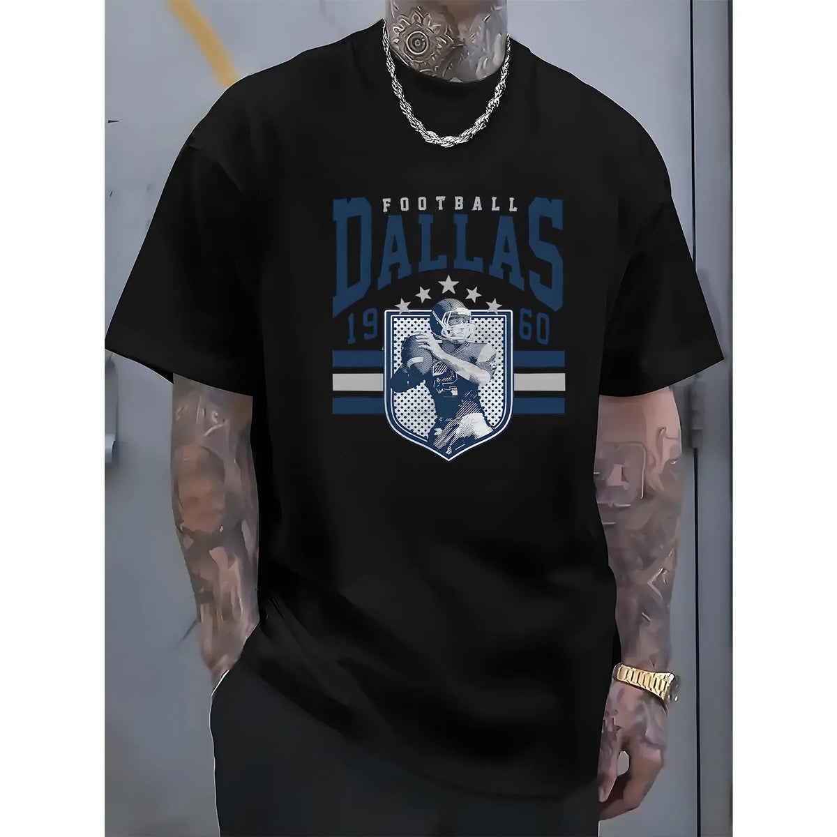 100%25 Cotton "DALLAS" Letters, Patterns, Printed Men'S T-Shirts, Men'S Novel Pattern Design T-Shirts, Summer Casual And Comfortable T-Shirts, Fashionable Short-Sleeved Comfortable And Versatile Summer T-Shirts, Adventure Golf Gift T-Shirt For Men And Wom