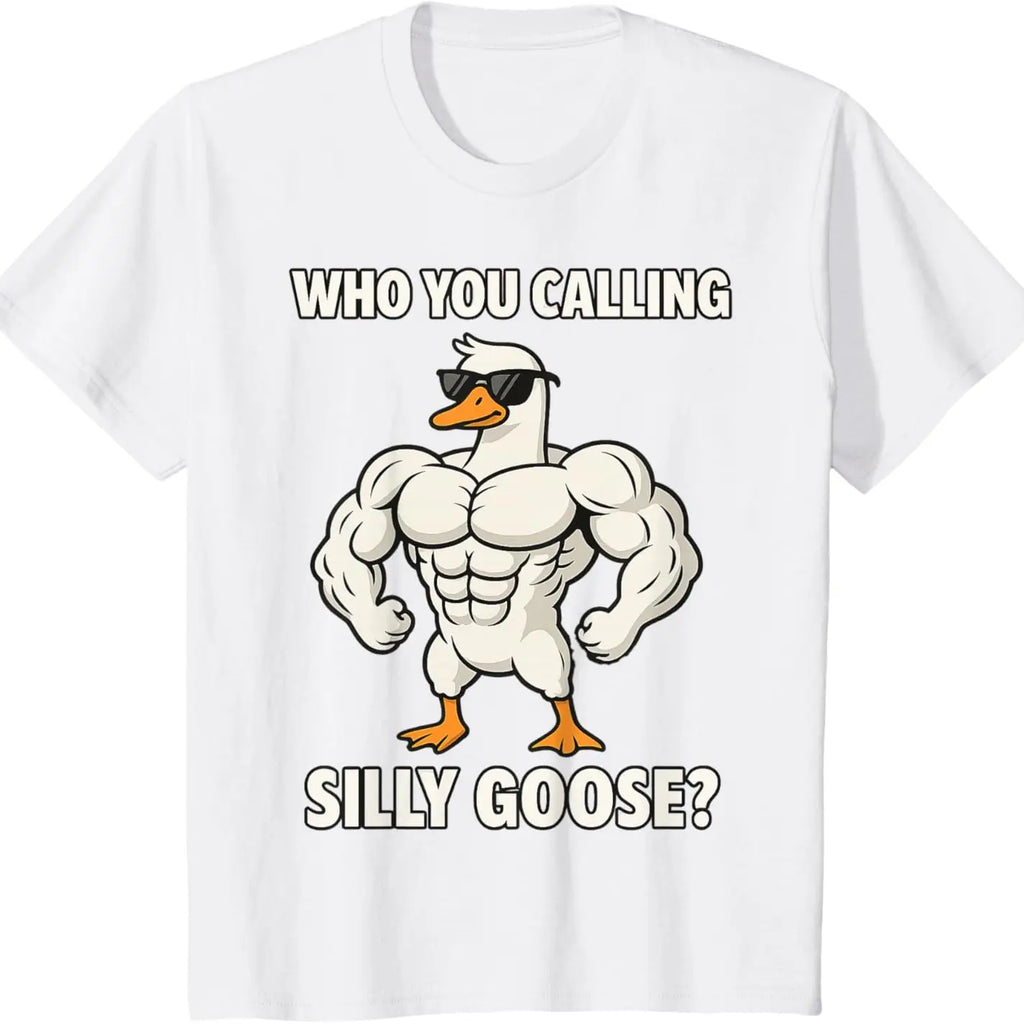 Silly Goose" Funny Gym Meme T-Shirt, Comfortable Fit,  Muscular Goose Graphic, Ideal For Casual Wear & Holiday Gifts