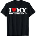 I Love My Boyfriend Heart Print Casual T-Shirt For Couples Clothes Suits Fashion Graphic Tees