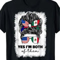 100%25cotton Half Mexican And American Mexico America Usa Flag Girl Woman T-Shirt