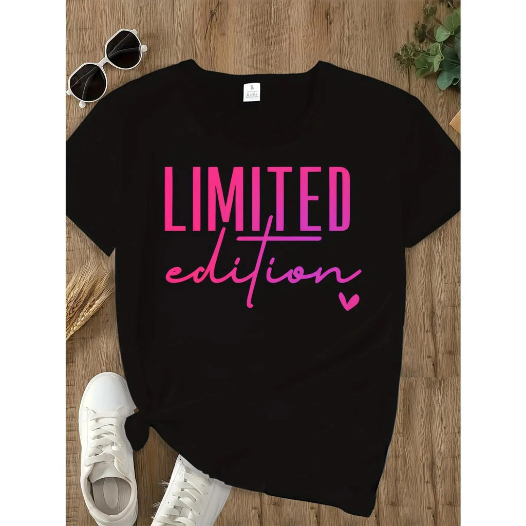Limited edition printed crew neck T-shirt, spring and summer casual short-sleeved T-shirt, loose version, versatile, random matching