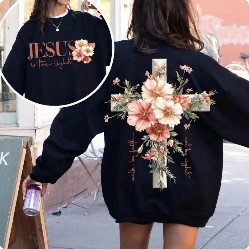 Jesus is the Light Floral Christian Shirt Motivational Quotes sweatshirt Bible Verse Floral Religious His Grace is Enough Religious Shirt, Bible Verses, Religion T