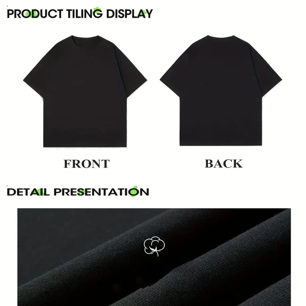 [ Cotton] Men's Regular Fit Round Neck Tee, Casual Short Sleeve Crew Neck T-Shirt for Summer, Fashion Men's Top for Daily Wear