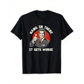 “Hang In There It Gets Worse” CVC Cotton T-Shirt,Golf Gift T-Shirt For Men and Women Men's Humorous Graphic T-Shirt