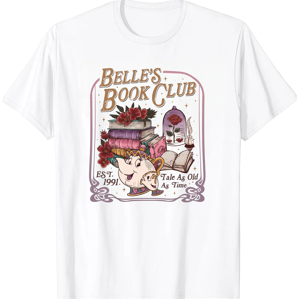 Belle's Book Club T-Shirt, Tale As Old As Time Belle’s Book Cafe Tee, Belle Princess Book Tee, Book Lover Gift.
