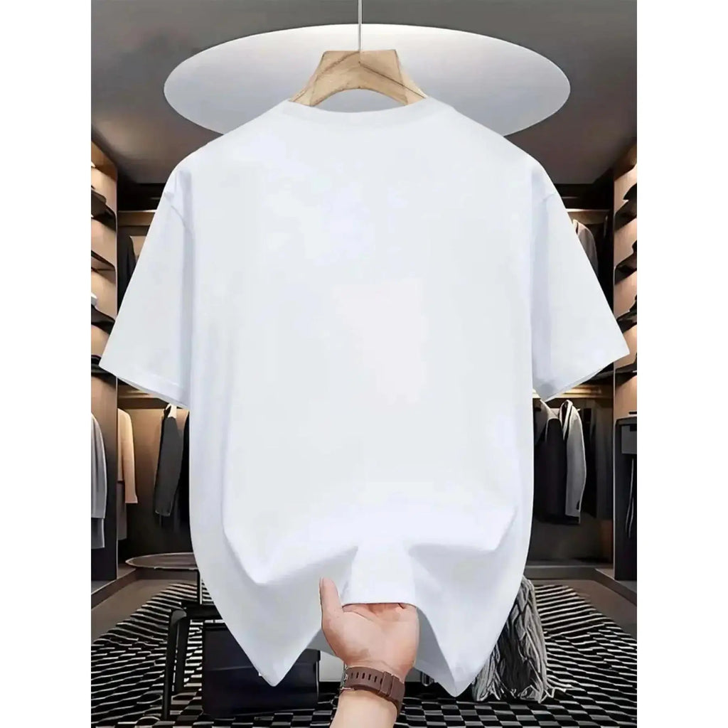 Square Person Print Loose T-Shirt, Casual Fitted Crop Top, Daily Wear, Stylish and Unique Design, Versatile Clothing Item,Men's Solid Color Crewneck Tee for Gym & Casual