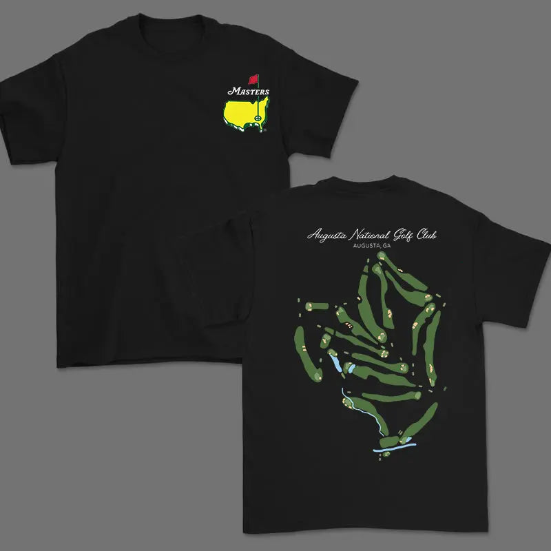 Augusta National Course Map Golf T Shirt, For Men For Women,  Unisex Apparel, Breathable Fabric Sports Top, Masters Tournament T Shirt, Masters T Shirt,Men's Solid Color Crewneck Tee for Gym & Casual