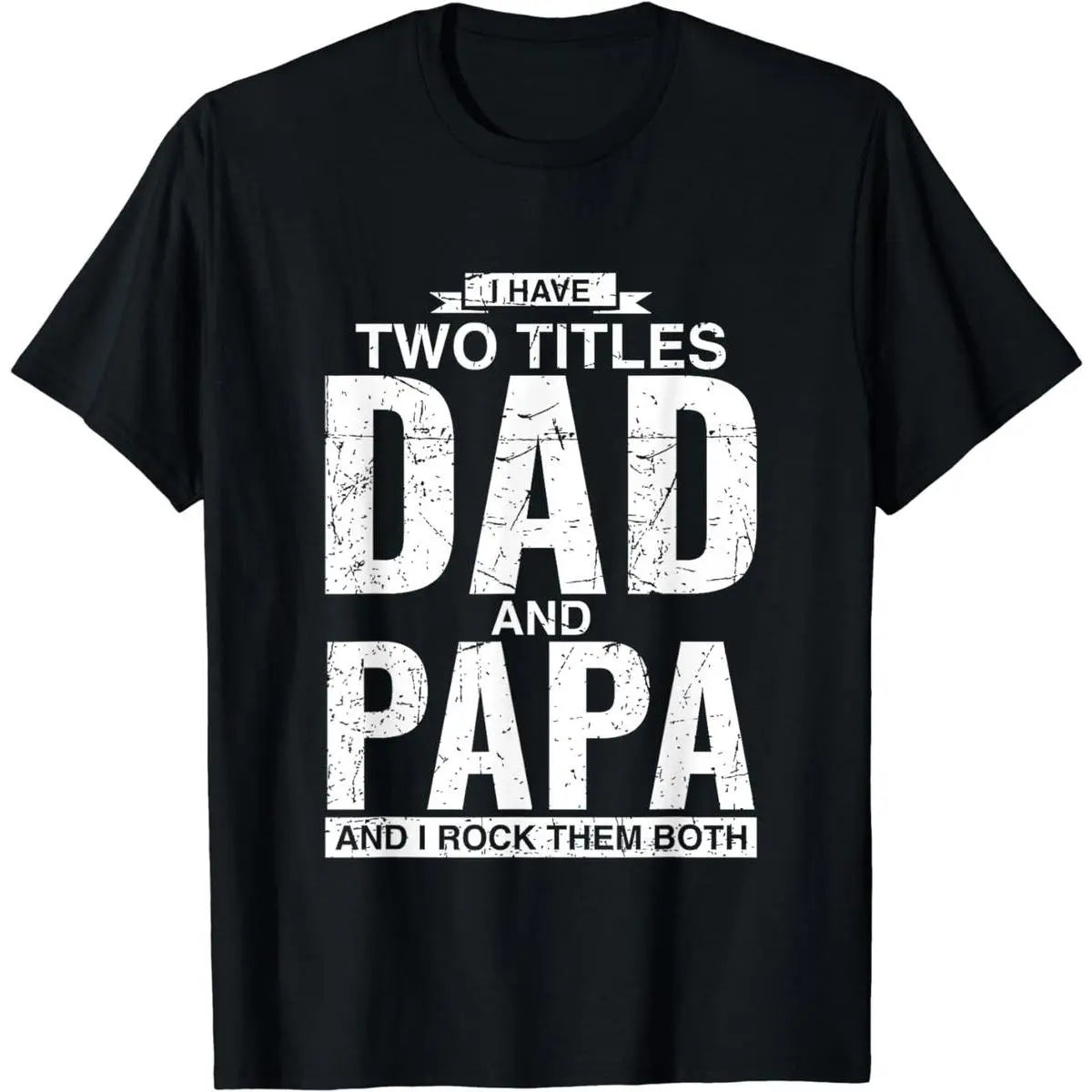 [100%25 Cotton] Cool Dad And Papa Double Title Rocking T-Shirt For Awesome Fathers Fathersdaygift Menswear Casual graphic tee Shortsleeve Cool Double Title Cotton T-Shirt