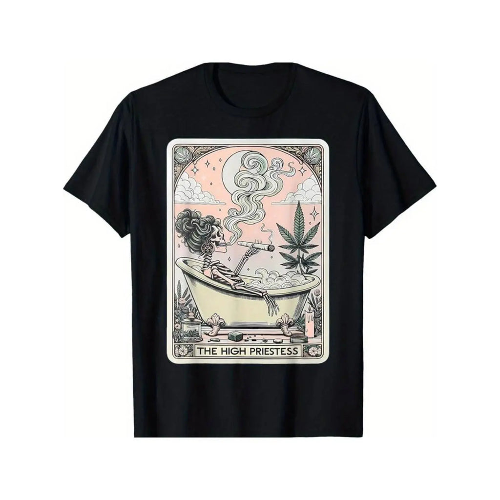 Quick Delivery Tarot Card The High Priestess Mystic Humorous Skeleton Costume T-Shirt for Men and Women