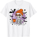 Halloween Skeleton Drinking Coffee Costume bat Dad Boys Men T-Shirt