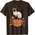 Vintage Siamese Cat Pumpkin Halloween Women Funny Mom Dad T-Shirt