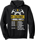 Bau Gift Co. Funny Construction Hourly Rate Contractor - Men's Black Small Classic Fit Short Sleeve Sweatshirt Hoodie