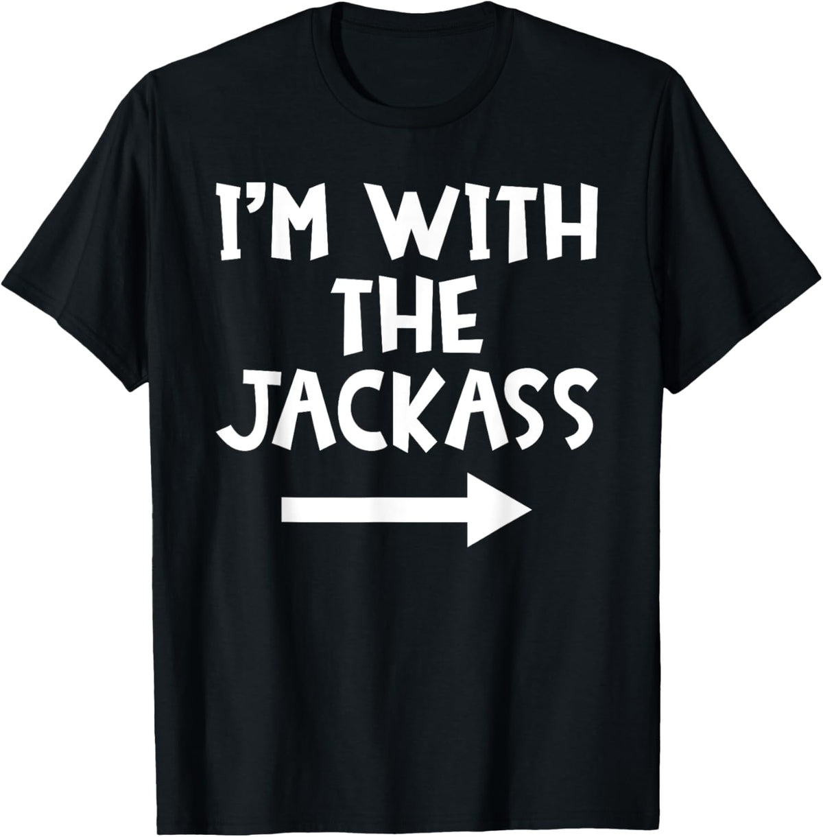 Jackass Matching Costume I'm With The Jackass Funny Matching Couple Halloween - Black, Small, Short Sleeve, -Adult, Casual, Cotton Blend, , Regular Fit, Machine Wash