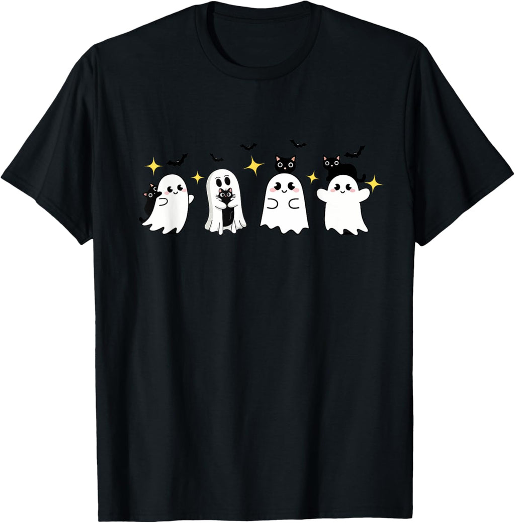 Cute Halloween Ghost with Cat Funny Spooky Cat Lovers Women