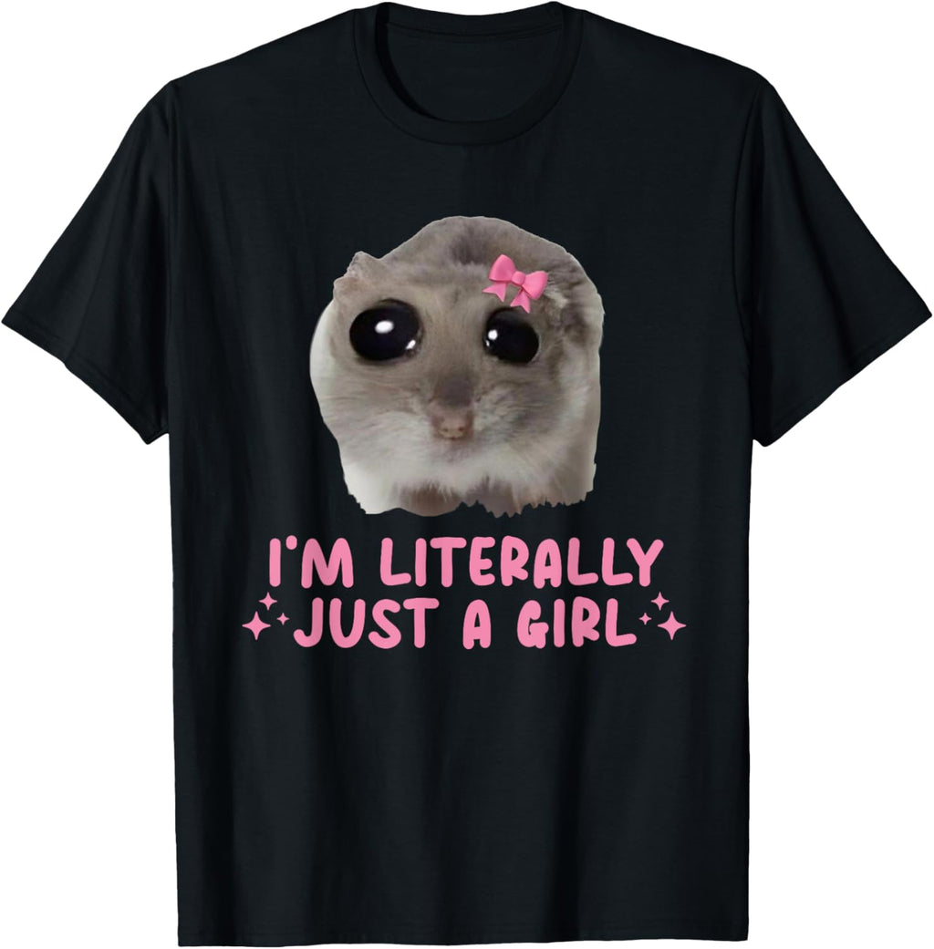 Vintage Art I'm Literally Just A Girl Cat Meme Funny Animal