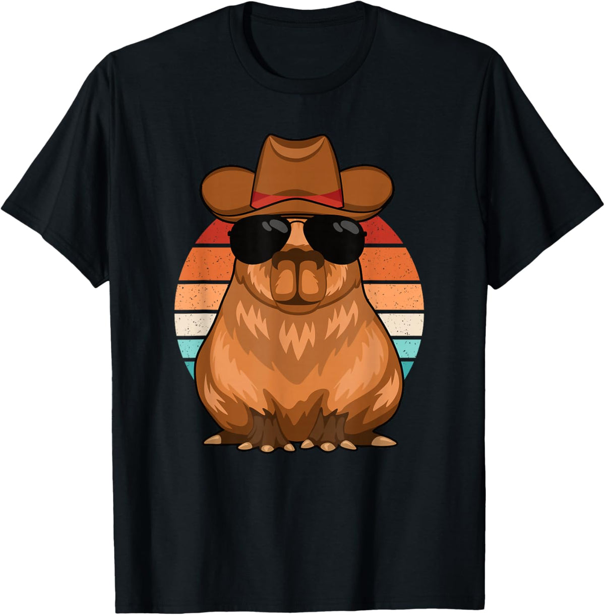 Funny Cowboy Capybara Retro Capybara Lover Men Boys Kids