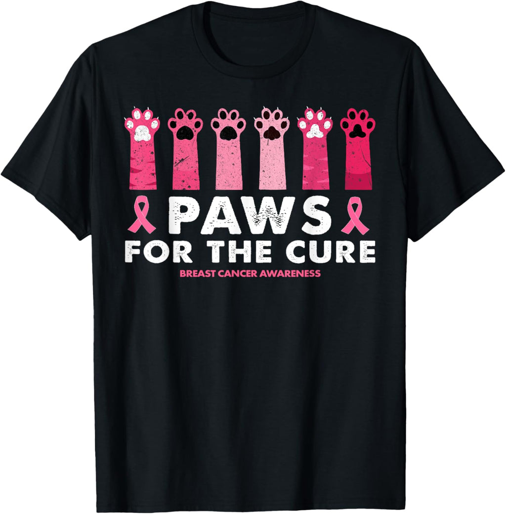 Paws For The Cure Funny Cat Paw Breast Cancer Awareness Men Women