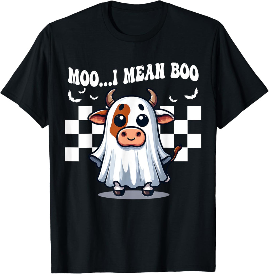 Moo I Mean Boo Ghost Cow funny Halloween men women kids cow