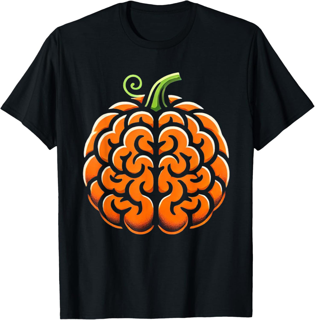 Funny School Psychologist Halloween Shirt Pumpkin Brain