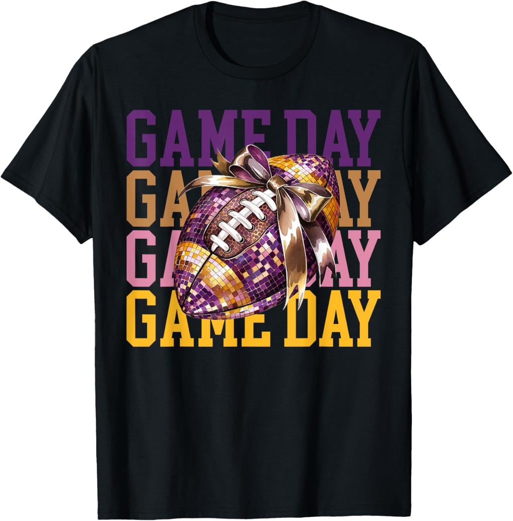Coquette Bow Disco Funny Football Game Day Touchdown Season