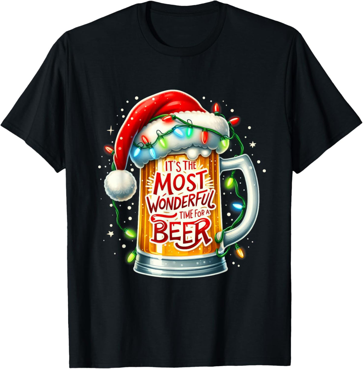 Funny Santa Claus Drinking Beer Wonderful Time Christmas