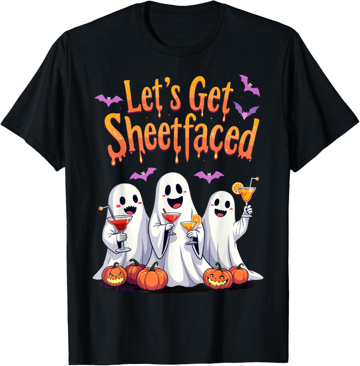 Let's Get Sheet Faced Cute Funny Ghost Drinking Halloween