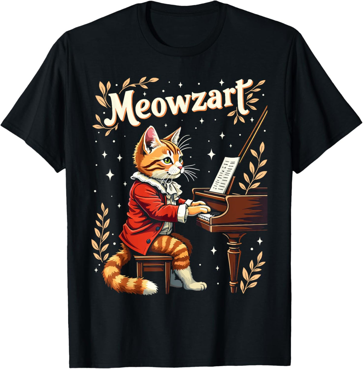 Meowzart Funny Mozart Classical Music Piano Funny Cat Pun Women Kids