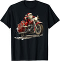 Funny Christmas Santa Riding on a vintage motorcycle Bike
